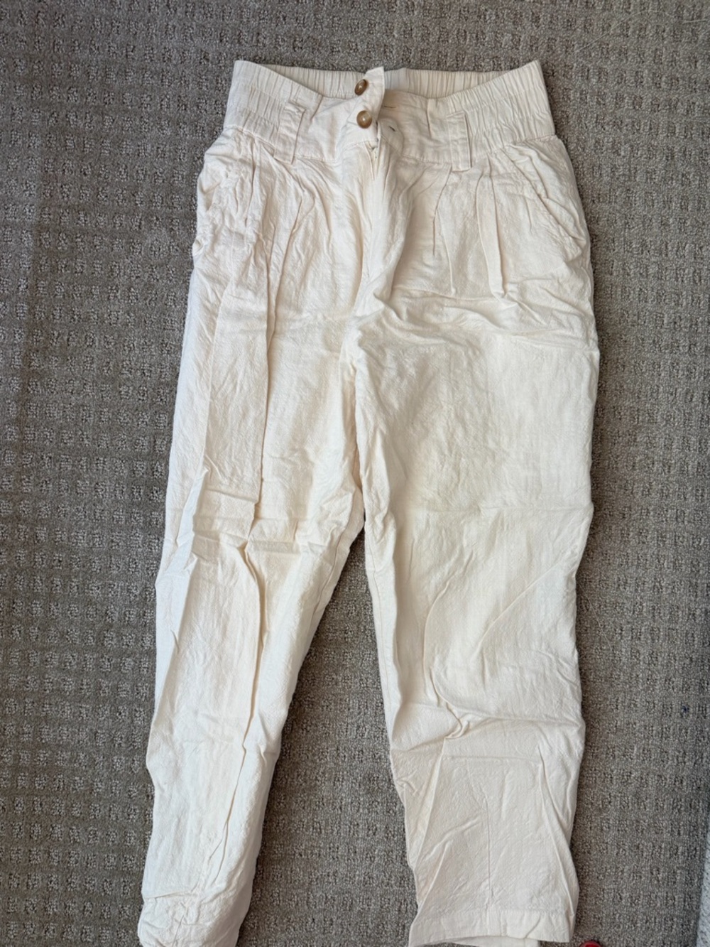 Urban Outfitters Cream High-Waist Pleated Chinos